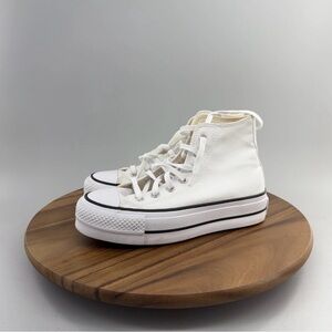 Converse White High-Top Canvas Sneakers with Black Trim